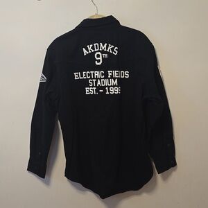 Akdmks 90's Black Button-Up Shirt with Patches sz Large